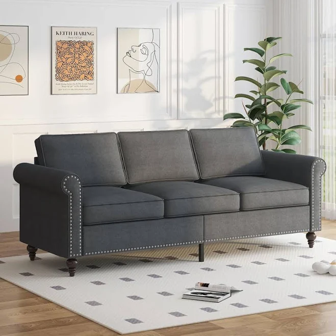 Mjkone 76 inch Mid-Century 3-Seat Uph...