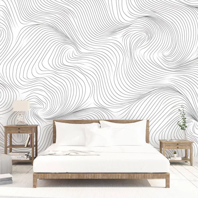 Black and White Swirl Mural Wallpaper