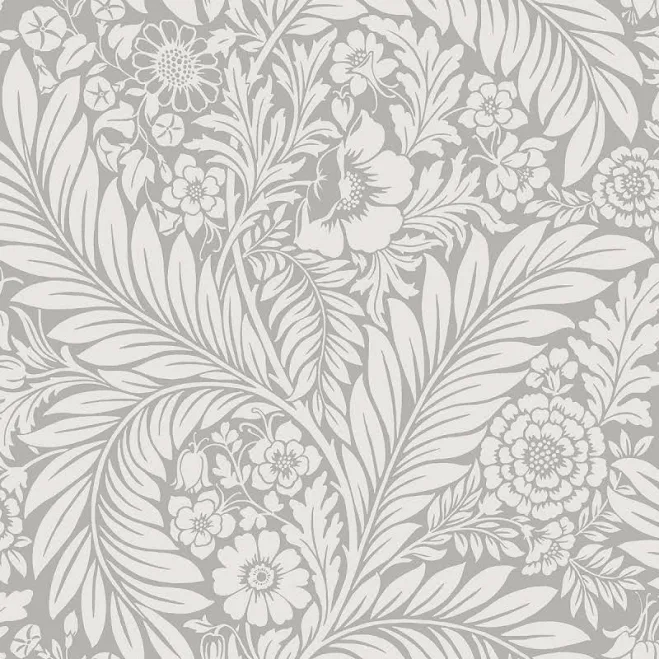 Florence Grey Leaf Wallpaper