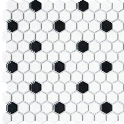 Hexagon Black and White 1x1 White & B...