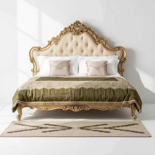 Handcarved Solid Wood Bed Frame | Ant...