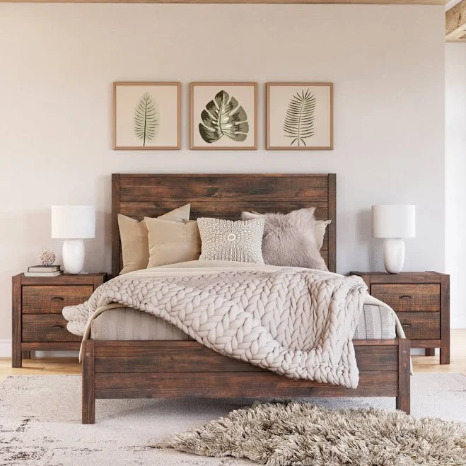 Montauk Solid Wood Panel Bed Grain Wo...