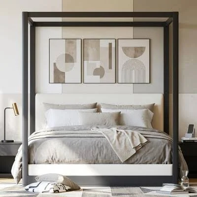 Polibi Four-Poster Canopy Platform Bed