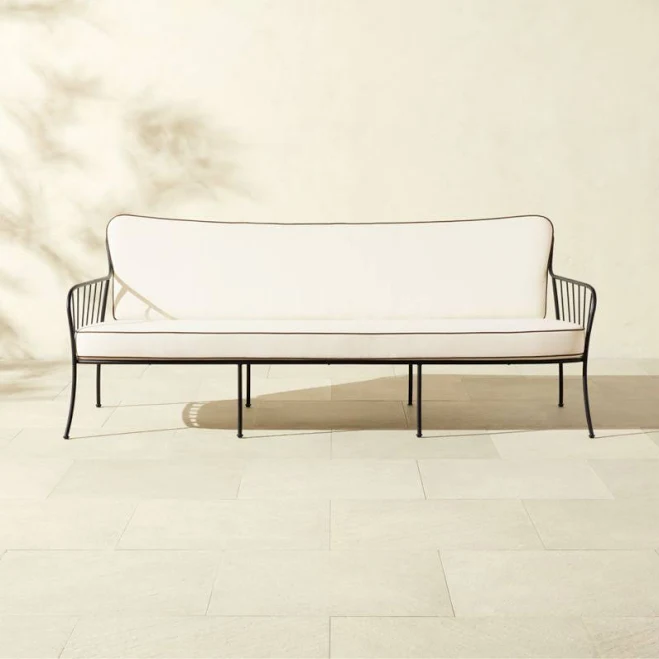 Welling Black Metal Outdoor Sofa with...