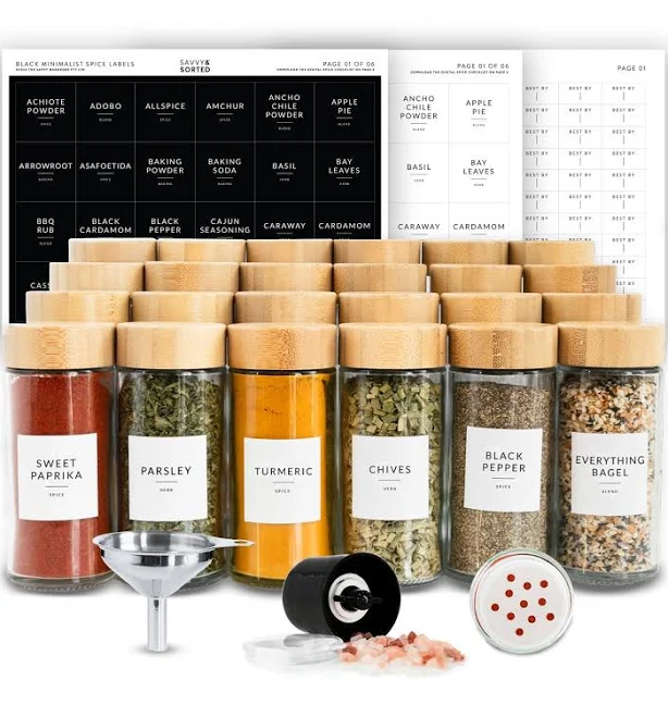 Savvy & Sorted US Round Glass Spice J...