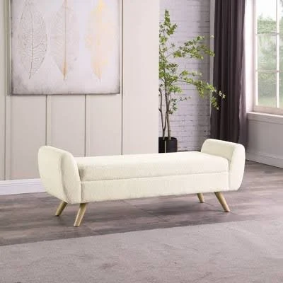 HomePop Modern Sherpa Storage Bench
