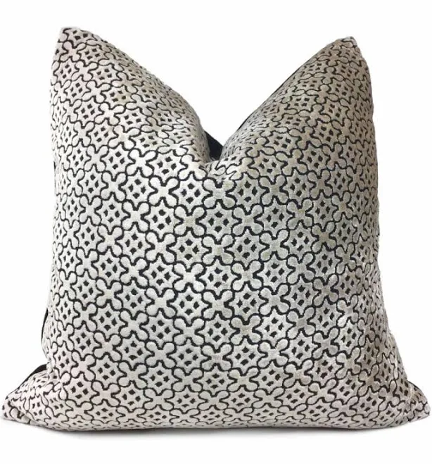 Designer Geometric Tile Velvet Pillow...