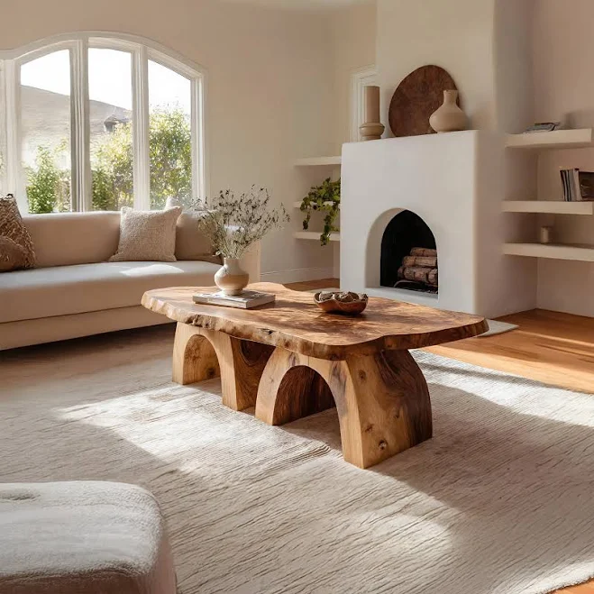 Farmhouse Wooden Live Edge Coffee Table