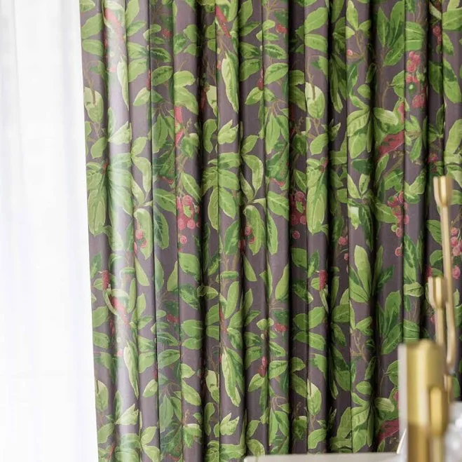 Red Cherry Floral Blackout Window Drapes