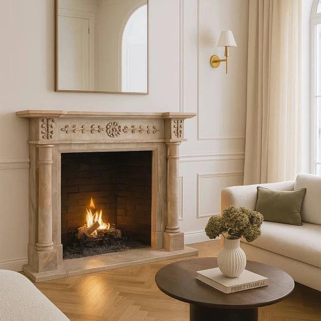 Red Marble Fireplace Mantel