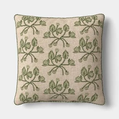 Threshold Square Embroidered Vine Pillow