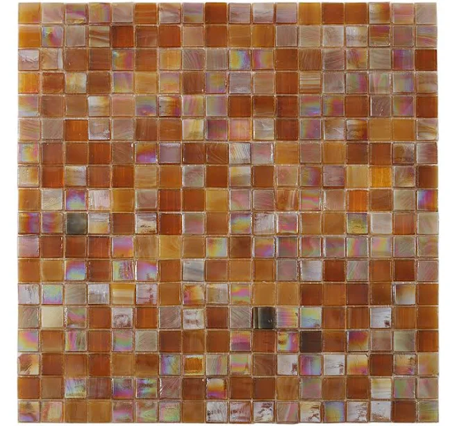 Iridescent Light Brown Glass Mosaic Tile