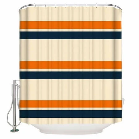 Orange Blue Stripe Shower Curtains fo...