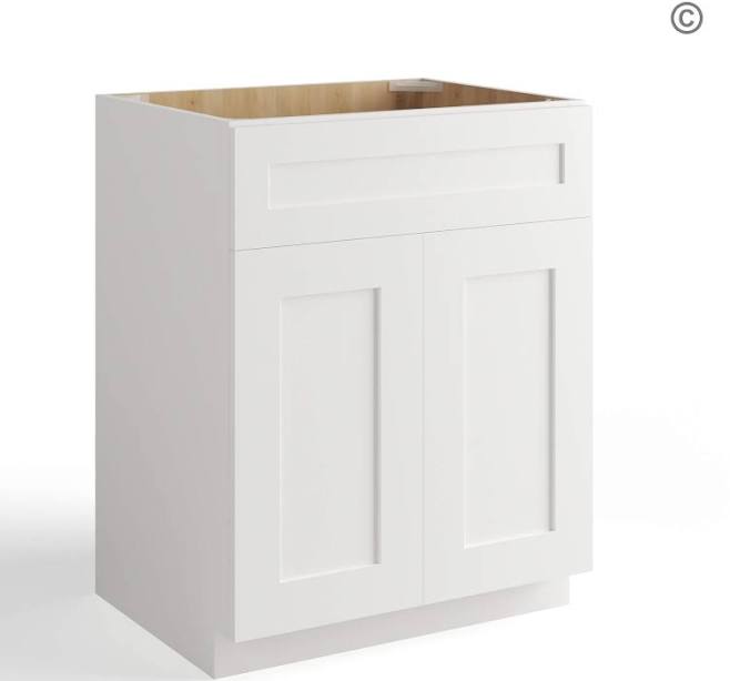 White Shaker Single Vanity Sink Base ...