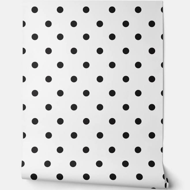 White With Black Polka Dots Modern Wa...