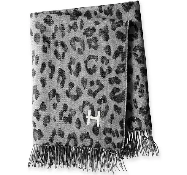 Leopard Throw Blanket with Fringe