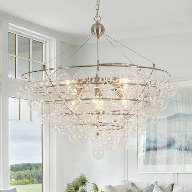 8-Light Helical Bubble Tiered Chandelier