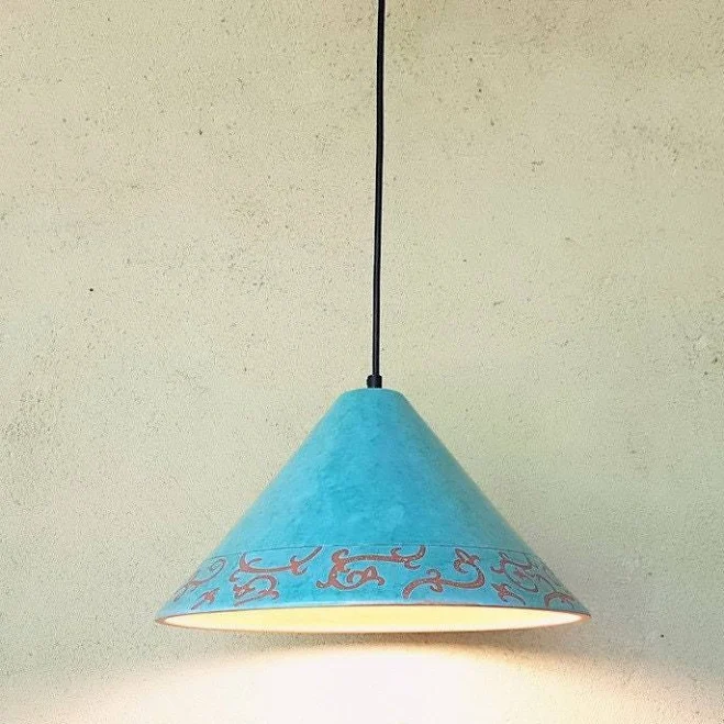 Handmade Turquoise Ceramic Pendant Li...