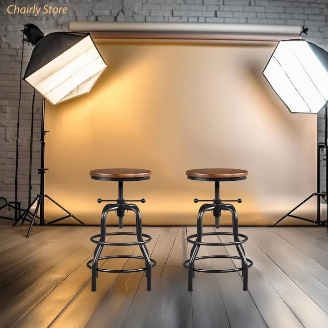 Industrial Swivel Bar Stool - Round C...