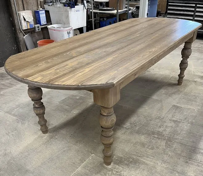 Rustic Brown Farmhouse Dining Table, ...