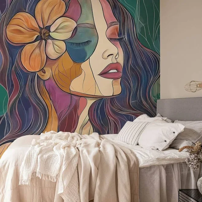 Abstract Floral Woman Wall Mural