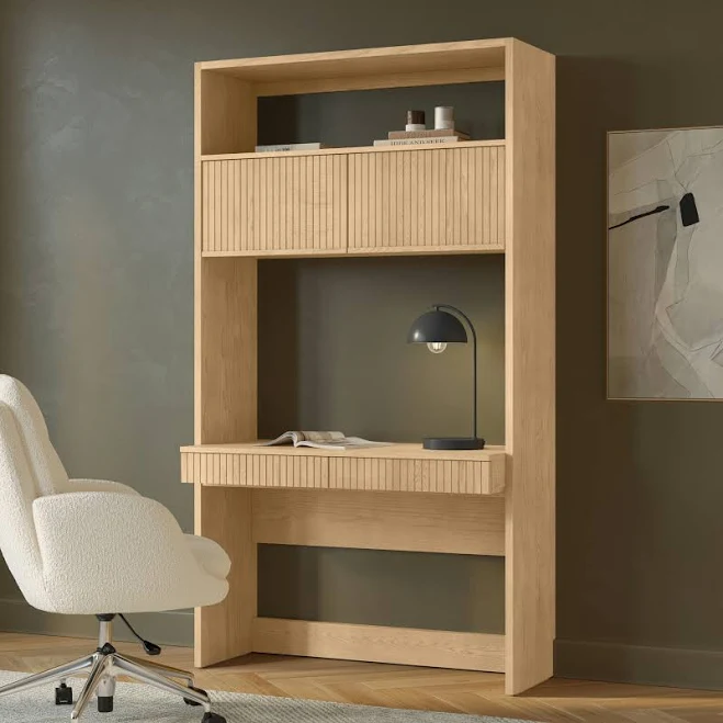 Article Natural Oak Wall Desk with Dr...