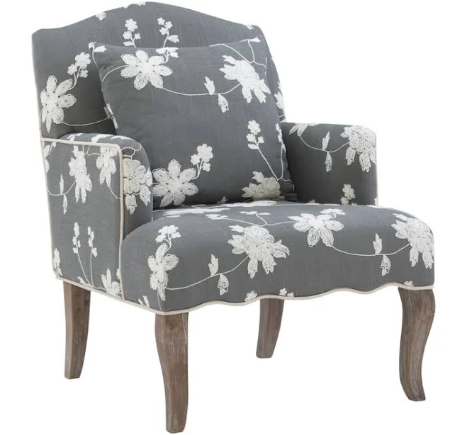 Benjara Fabric Upholstered Wooden Arm...