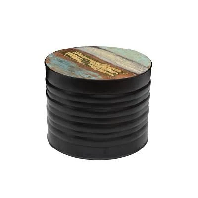 Finch Reclaimed Wood End Drum Table