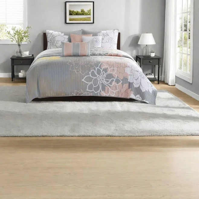 Grey Peach Bedding Sets, Polyester Qu...
