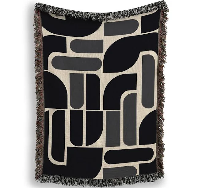 Modern Geometric Black & Cream Throw ...