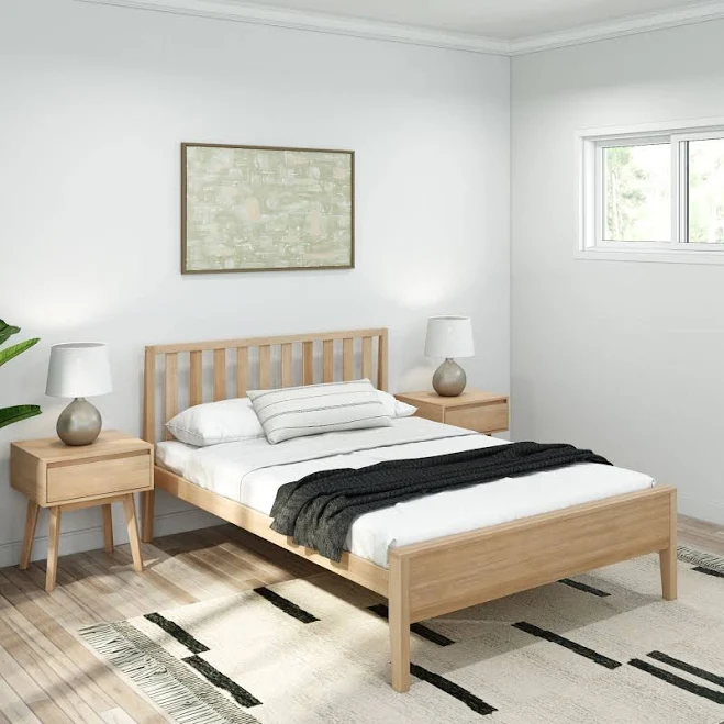 Plank+beam Scandinavian Bed Frame wit...