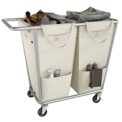 2-Section Laundry Basket with Wheels,...
