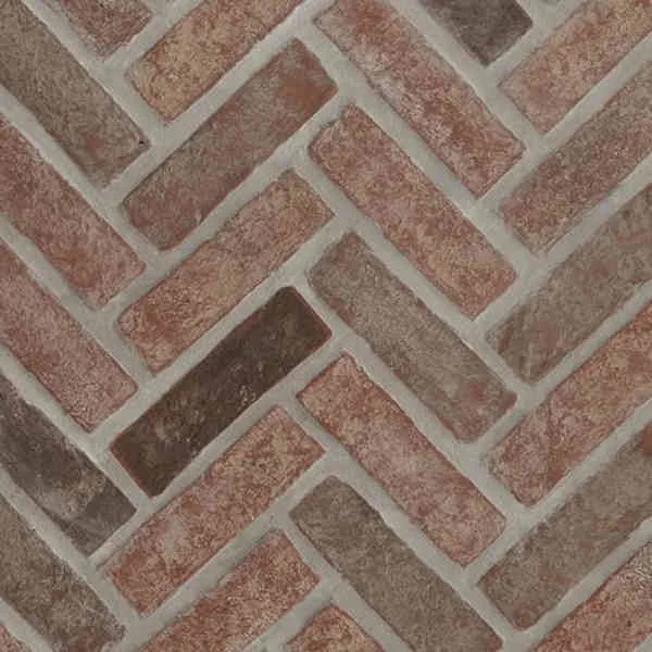 Noble Red Herringbone Brick Stone Mos...