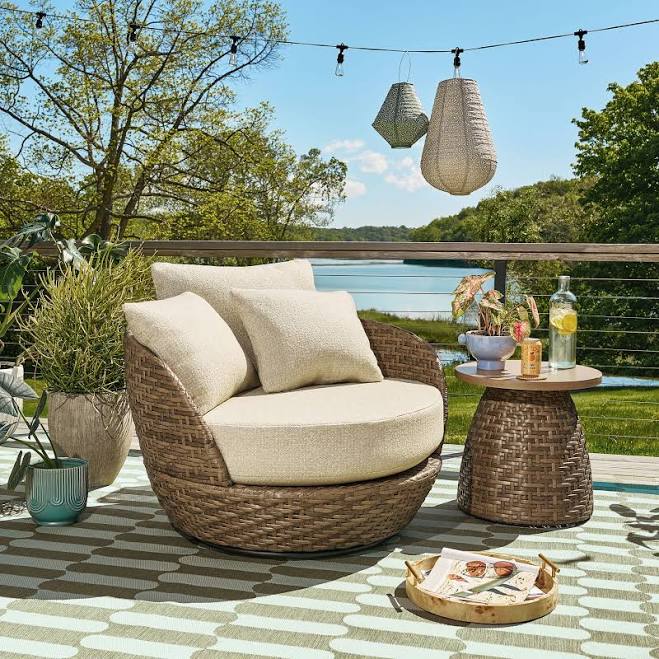 Drew Barrymore Porcini Outdoor Swivel...