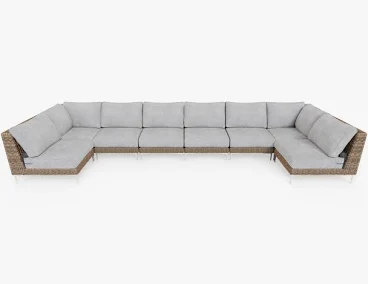 Outer Brown Wicker Outdoor U Sectional