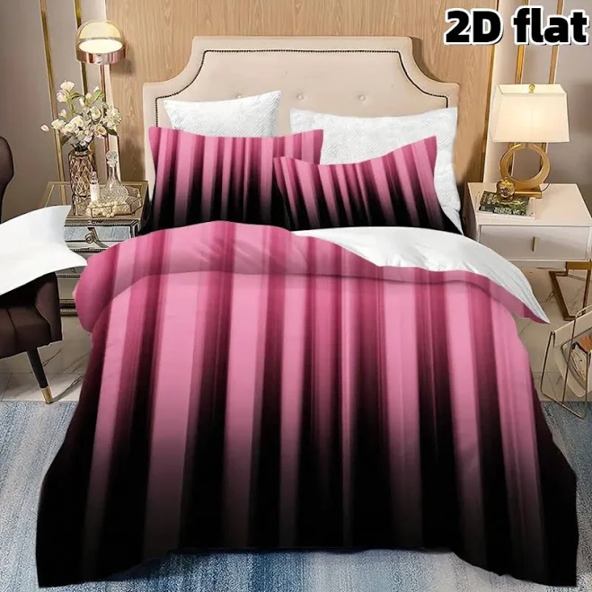2D Flat 3Pcs Pink Black Ombre Gradien...