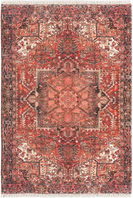 Boutique Orange Geometric Area Rug