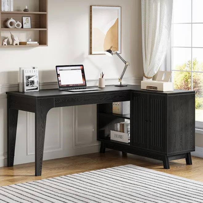 L-Shaped Corner Computer Desk with Ca...