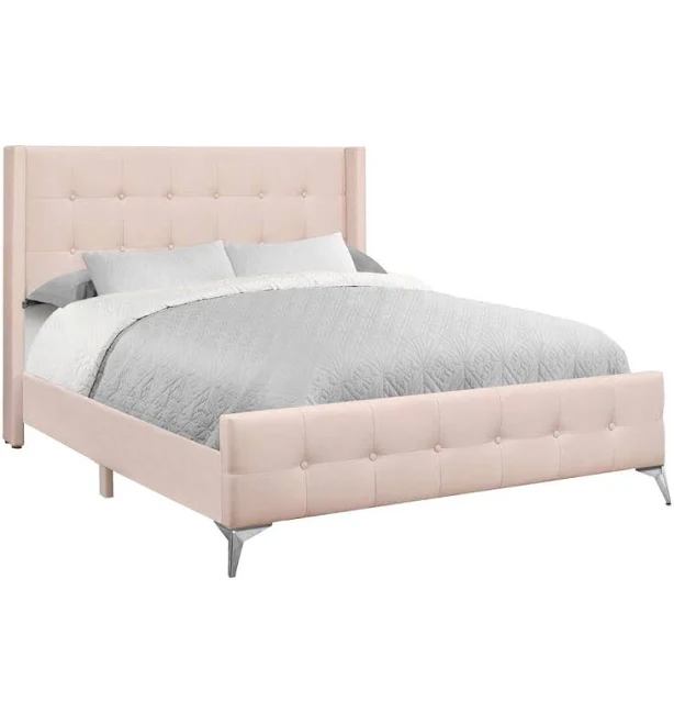 Monarch Pink Queen Upholstered Panel Bed