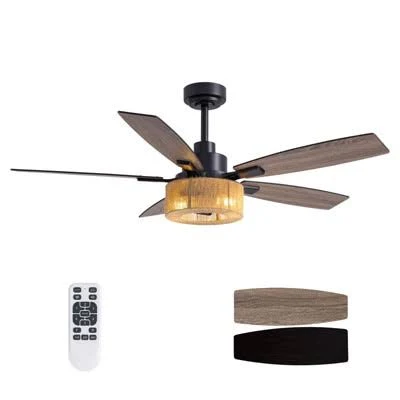 Siljoy 52 Inch Boho Black Hemp Ceilin...