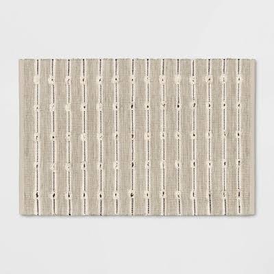 Woven Striped Flatweave Rug Black/Cre...