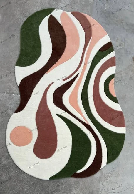 Abstract Earth Tone Wool Rug - Organi...