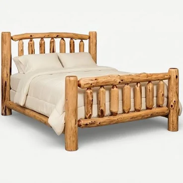 Amish Handcrafted Rustic Log Bed Frame