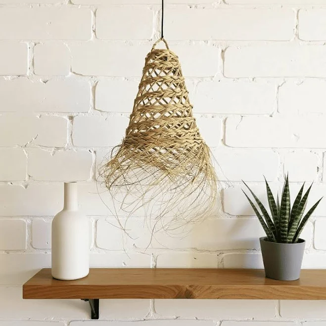 Handwoven Straw Pendant Light