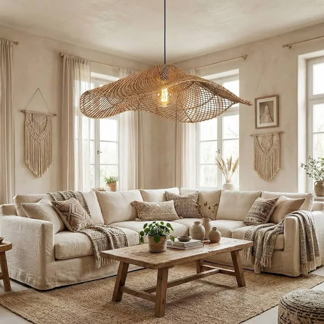 Lamppo Boho Rattan Cluster Pendant Light