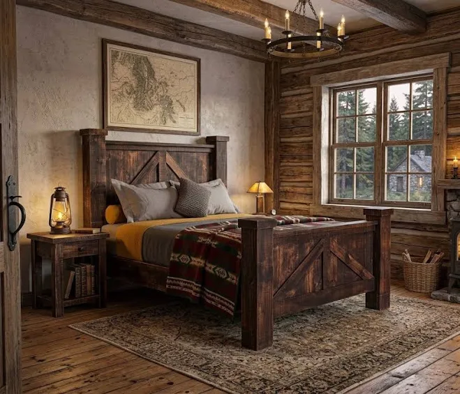 RUSTIC RANCH BED King / Dark