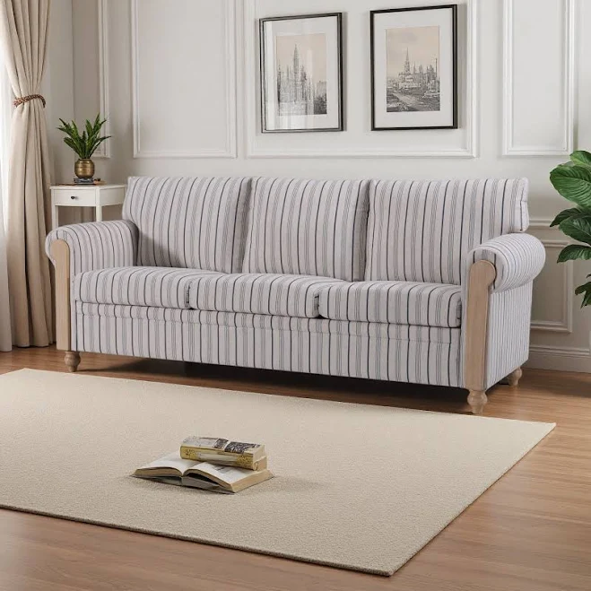 3-Seater Rolled Arm Sofa with Removab...