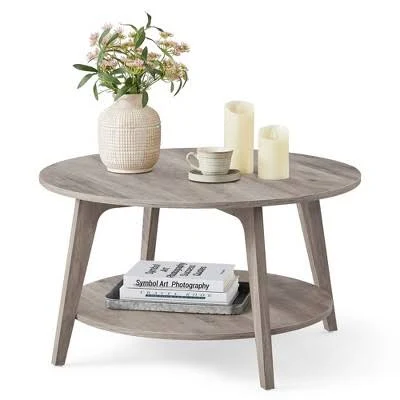 VASAGLE 2 Tier Round Coffee Table