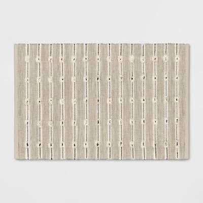 Woven Striped Flatweave Rug Black/Cre...