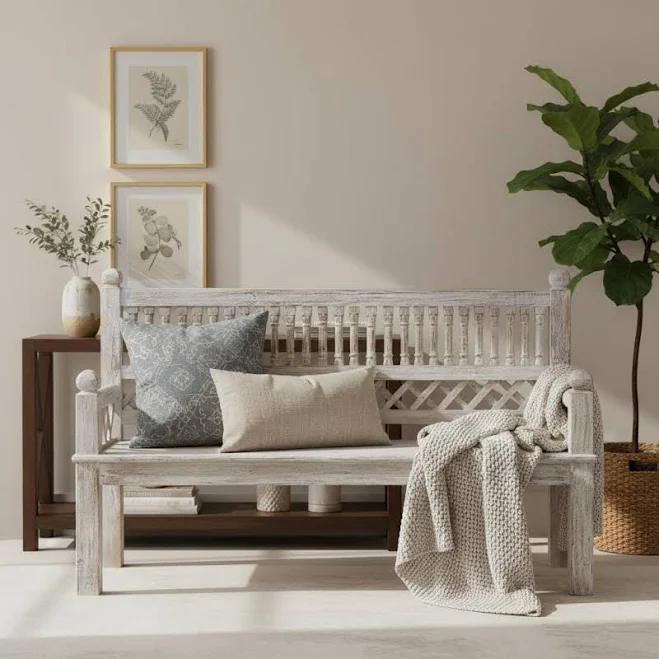 Farmhouse Style 3-Seater Bench